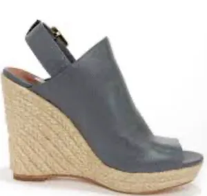 Steve Madden "Nonstop" blue peep-toe slingback wedges thumbnail 1