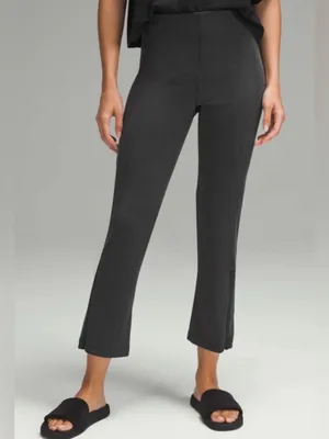 lululemon Ribbed Softstreme Zip leg High Rise Cropped 25” Pants Black Size 12 thumbnail 1