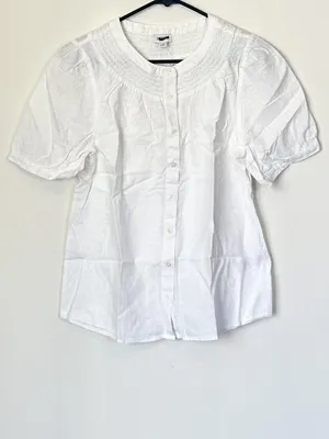 NWT J. Crew Linen Blend Short Sleeve Smock Neck Top - Size: Small thumbnail 2