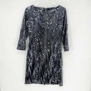 Eliza J Velvet Sequin Sheath Mini Dress Women's Size 10 Gray Cocktail‎ Party thumbnail 4