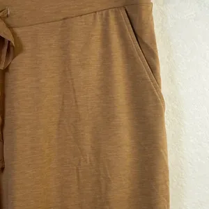 Lands End Womens XL 18 Wide Leg Crop Pants Camel Brown Heather‎ Knit Drawstring thumbnail 4