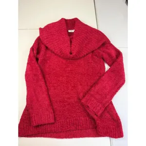 Cato‎ Red Fuzzy Cowl Neck Long Sleeve Tunic Sweater Top Women's Size L thumbnail 2