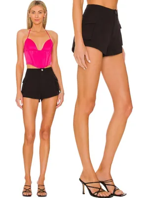 Superdown Melody Cargo Short Women's Small Black Revolve Micro Mini Going Out thumbnail 2