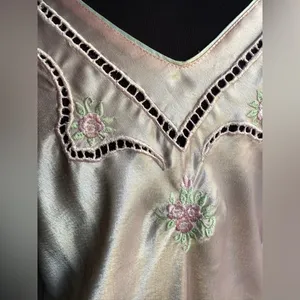 Vintage Val Mode pink chiffon trim satin bodysuit robe set, size medium thumbnail 15