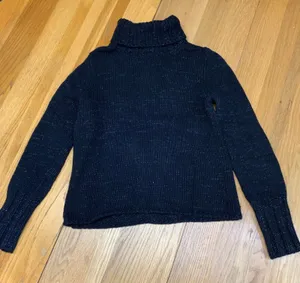 Gap Womens Medium Black‎ Metallic Shimmer Lambswool Angora Turtleneck Sweater thumbnail 1