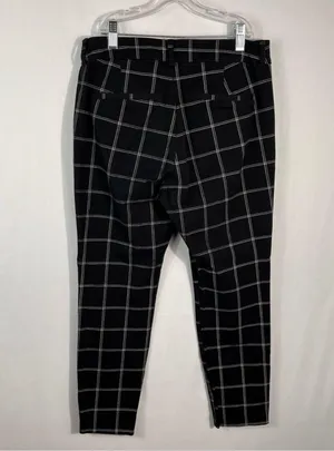 Old Navy Grid Windowpane Plaid Print High Rise Secret Slim Pocket Ankle Slacks 6 thumbnail 5