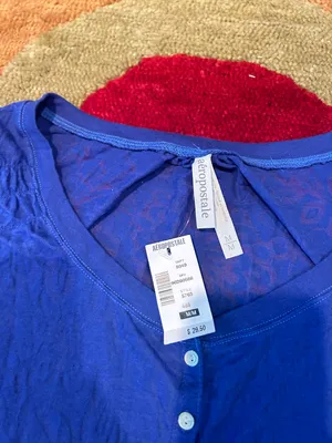 Aeropostale NWT Y2K Vintage Short Sleeve Henley Top Thin Burnout Purple Medium thumbnail 2