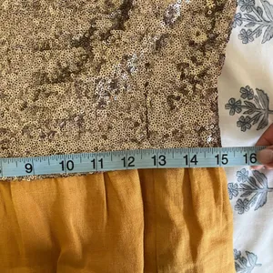 Zyga Lin'n Laundry Sequin Linen Dress Mustard Yellow Gold Sleeveless Sheath 38 S thumbnail 7