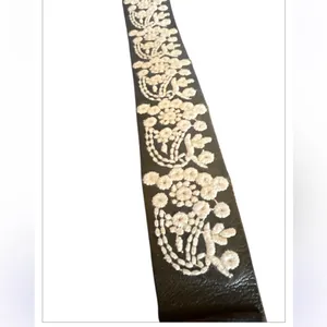 Lucky Brand Embroidered Cream and Brown Belt thumbnail 6