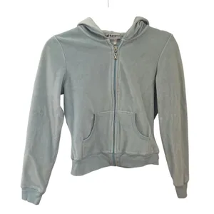 Self Esteem Vintage y2k Baby Blue Velour Zip Up Hoodie, M thumbnail 1