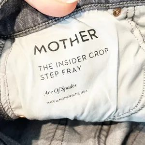 Mother The Insider Crop Step Fray Hem Jeans Ace of Spades Grey Distressed 26 / 2 thumbnail 3