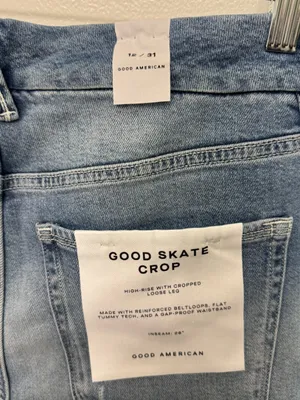 NWT Good American Good Skate Wide Cropped Jeans | High Rise Wide Leg Denim thumbnail 9