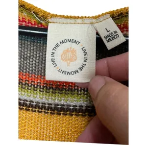 LIVE IN THE MOMENT Yellow Red Brown Stripe Open Front Cardigan Duster L thumbnail 7