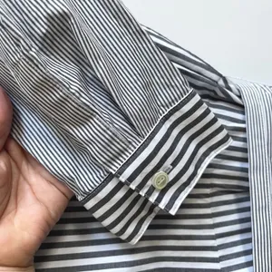 Talbots Shirt Dress Womens 2P Gray White Striped Preppy Cotton Fit Flare Pockets thumbnail 6