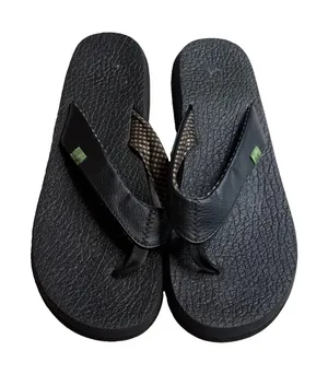 Sanuk Black Thong Flip Flops Slip on Yoga Mat Size 9 Womens Beach Summer thumbnail 1