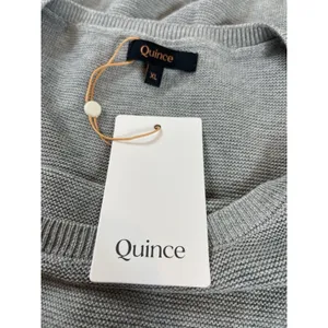 Quince Womens XL Gray Cotton Cashmere Blend Relaxed Short Sleeve Sweater NWT thumbnail 6