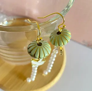 Handmade dangle earrings Kawaii bird pearl thumbnail 4