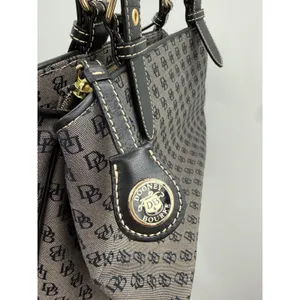 Dooney & Bourke Signature Monogram Jacquard Satchel Gray‎ Black Shoulder Bag thumbnail 6