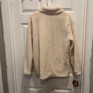 Natural Reflections Cream Sherpa Fleece Quarter Zip Pullover Womens Large thumbnail 5