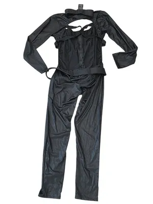 Leg Avenue Black Faux Leather Catwoman-Style Costume With Cut-Out Design Belt L thumbnail 4