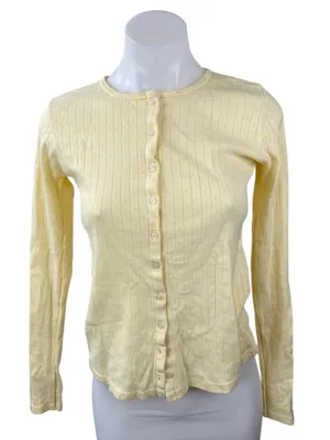Brandy Melville Zelly Ribbed Long Sleeve Slim Button Down Cardigan Sweater Top S thumbnail 1