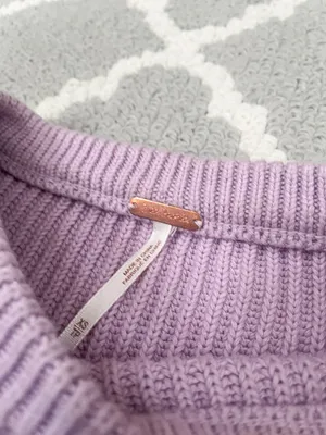 Free People Lilac Rib Knit Oversized Cropped Sweater thumbnail 8