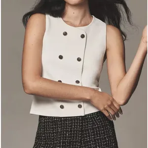 Anthropologie Dolan Left Coast Structured Vest Pullover White Cotton Size Medium thumbnail 8