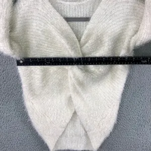 Hippie Rose Fuzzy‎ Knit Sweater Women XS Twist Front Pullover Cozy Soft Chic thumbnail 4