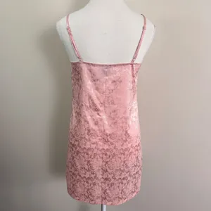 Garage Blush Pink Floral Satin Jacquard Slip Dress Mini V-Neck Adjustable Straps thumbnail 3