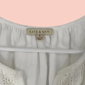 KATE & SAM Tiered Mini Dress Women‎ Size S White Eyelet Ruffle Lace Boho Summer thumbnail 3