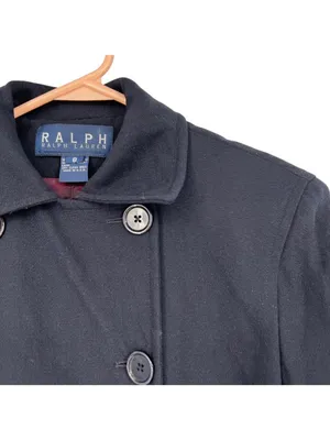 Ralph Ralph Lauren Vintage Double Breasted Wool Peacoat Jacket Navy Blue Size 8 thumbnail 13