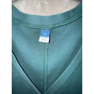 Old Navy V-neck Rib-Knit Henley Midi Dress in "Emerald Isle" Green 2XL #763 thumbnail 4