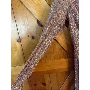 Bebe Ruched Sequin Mini Dress Hazelnut/Silver XXS Nwt (4150) thumbnail 4