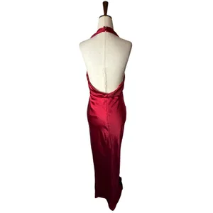Angel Biba Of Your Dreams Maxi Dress Women Medium Red NWT Satin Halter Gown thumbnail 3