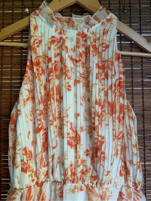 Lucy Paris Mari Orange Floral Tiered Halter Maxi Dress XS NWT $130 thumbnail 4