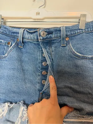 Levis 501 Distressed Cut Off Denim Shorts Womens 31 High Rise Festival Shorts thumbnail 4