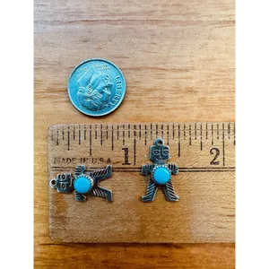 JP Sterling Silver Turquoise Pierced Earrings‎ Pendant Charm Southwestern Tribal thumbnail 6