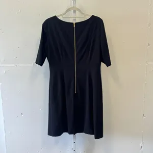 Tahari‎ Arthur S Levine Black Sheath Dress Elbow Sleeve Gold Zip Pockets Size 10 thumbnail 2