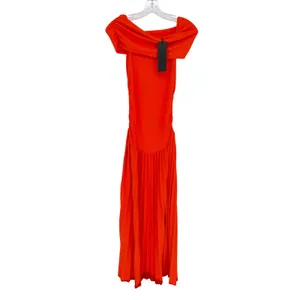 Lioness Field of Dreams Maxi Dress Women XS Orange Pleated Minimalist Bodycon thumbnail 5