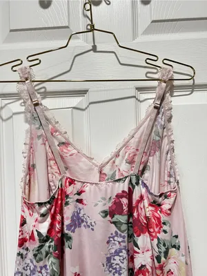 Flora Nikrooz Chemise Slip Nightgown Pajama Dress Size XL Pink Floral Lace thumbnail 4
