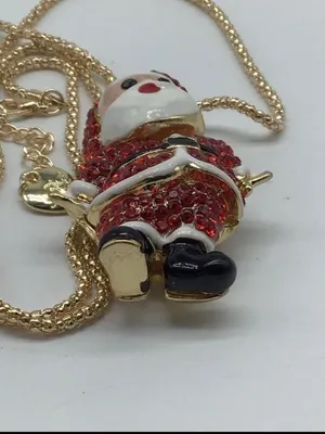 Red Crystal Santa Claus Christmas Necklace thumbnail 4