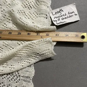 Knox Rose Open Knit Cardigan Size Medium Creamy Boho Romantic Crochet Drape thumbnail 7