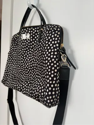 Kate Spade Spot Nylon Calista Laptop Bag, style WKRU1612, black/cream polka dot thumbnail 3