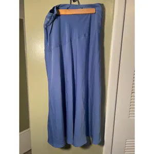 Banana Republic Women's Size 8 Satin Midi Skirt A-Line Blue Slit Front Zip Side thumbnail 7