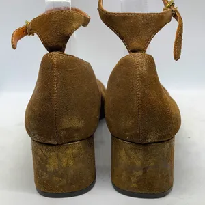 Coach Gold Suede Kitten Heels Ankle Straps 8.5 thumbnail 4