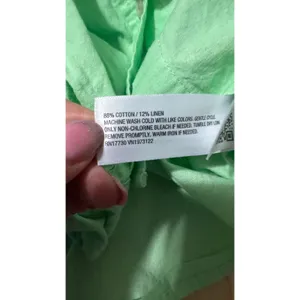 Universal Thread Mint Green Cotton Linen Blend Button Down Cropped Shirt‎ Small thumbnail 3