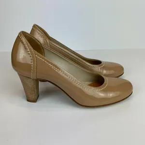 AGL Attilio Giusti Leombruni Pumps 5‎ Nude Patent Leather Heel 35 Italy thumbnail 2