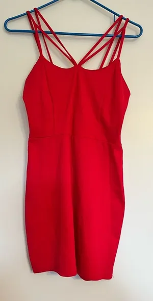 Charlotte‎ Russe Bodycon Strappy Mini Dress Dark Pink Size Medium thumbnail 1