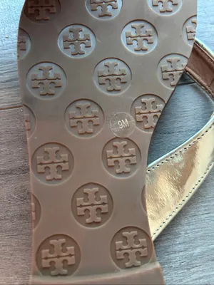Tory Burch Thora Sandal Flip Flops Gold 9 Metallic Glitter thumbnail 4