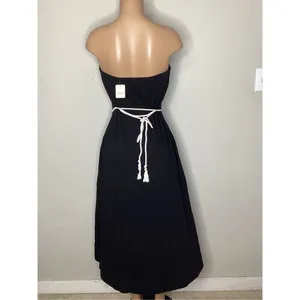 Free People black strapless dress with wood bead belt. Medium. Retails $70 thumbnail 8